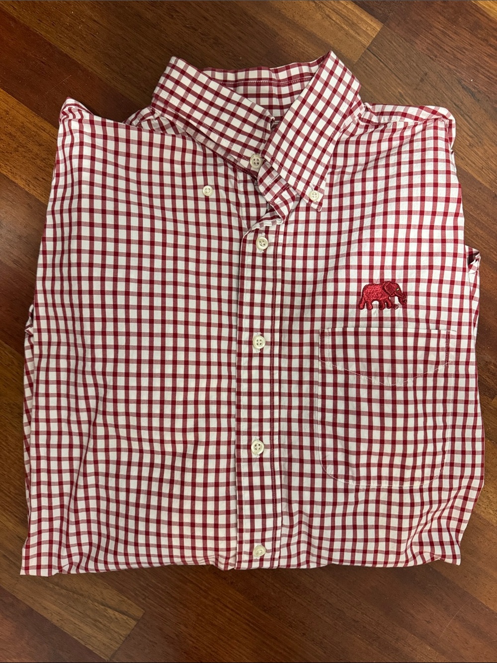 Men's Alabama Elephant Red Gingham Button-Down Shirt